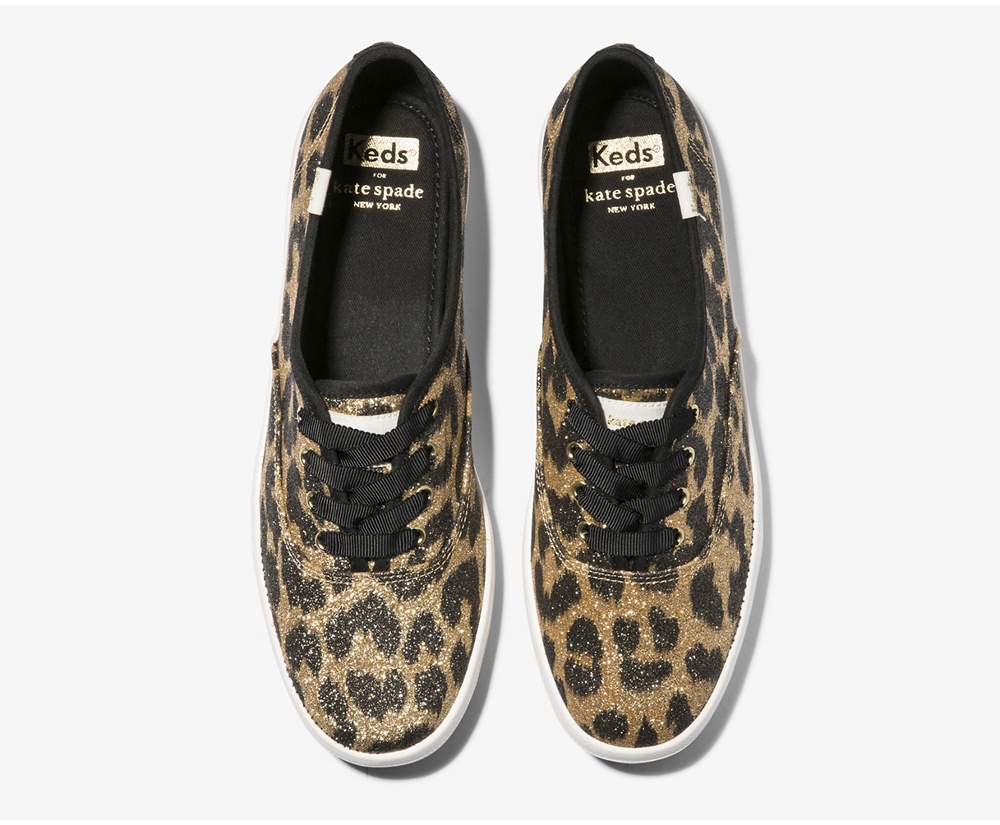 Keds Womens Sneakers Brown - Kate Spade new york Champion Glitter Leopard - 572BNUYOK